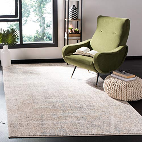 SAFAVIEH Zeitgenössische Teppich für Wohnzimmer, Esszimmer, Schlafzimmer - Adirondack Collection, Kurzer Flor, Beige und Schiefer, 122 X 183 cm