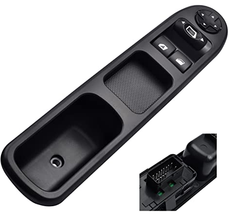 Geloo Botonera Elevaluna 6554.QC Interruptor de Ventana Eléctrica Lado del conductor para Pe-ugeot 207 para Citroen C3 para Picasso 2007-2014, Lado Izquierdo del Conductor