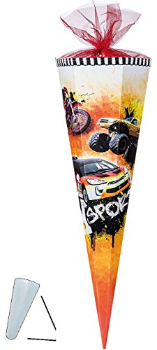 alles-meine.de GmbH stabile Spitze - aus Kunststoff - verschiedenes Zubehör frei wählbar - passend für Schultüte - Fahrzeuge Auto X Sports - 22/35 / 50/70 / 85 cm - Zucke..