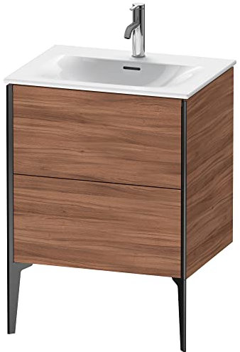Duravit XViu 4300 Waschtischunterbau stehend, 2 Auszüge, für Waschtisch Viu 234463, 610x480 mm, Farbe (Front/Korpus): schwarz matt/nussbaum Natur - XV43000B279