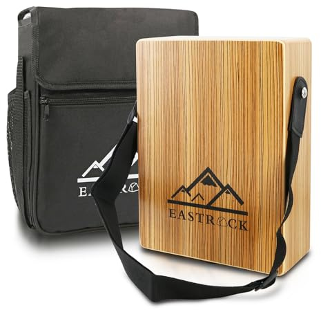 EastRock Portable Cajones Beat Box Hand Drum Cajon, Stringed Persussion Instrument Kit with a Carrying Bag, with Guitar Strings