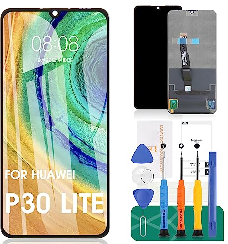 Para Huawei p30 lite/nova 4e LCD Screen Replacement Digitizer Glass Assembly Kits?Free Templado, pegamento y herramientas Negro.