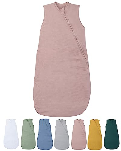Le Lit de Mon Bébé - Gigoteuse Hiver Gaze de Coton - 6-24 Mois - Vieux Rose - Douillette Double Mousseline ouatinée - Turbulette 4 Saisons 6 Mois 2 Ans 3,5 Tog Chaude - Taille Enfant 60-95 cm