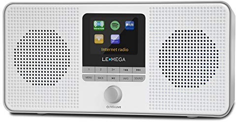 LEMEGA IR4S Radio con Internet estéreo con wifi, portátil, DAB/DAB+/FM, Spotify Connect, Bluetooth, doble despertador, 60 preajustes, salida de auriculares, pilas y corriente de red, gris