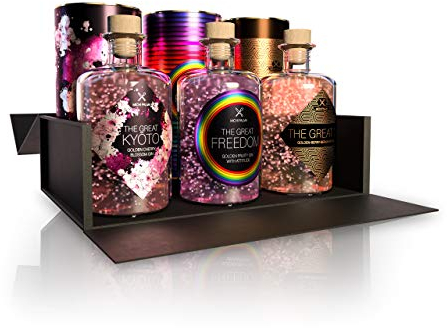 Michi Palma | The Great Trio, Fruity Geschenkset auf Gin-Basis (3 x 0.5 l) | Verpackt in einer hochwertigen schwarzen Magnetbox | Goldene Gin-Geschenkidee | Premium Spirituose