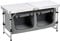 WOLTU Mesa Plegable Camping, Mesita Portátil Ligera de Aluminio, Mesa de Picnic Rectangular, con Almacenamiento, Altura Ajustable, 120x47x62-69.5 cm, Blanco+Gris