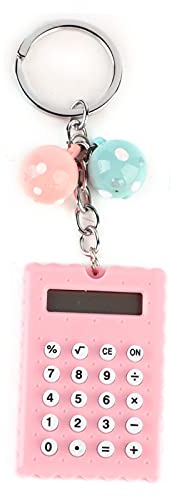 Schlüsselanhänger Taschenrechner, Taschen-Keks-Form, Elektronischer Taschenrechner 8-stellig mit Schöner Schlüsselschnalle für Kinder und Kinder-Studenten(Rosa)