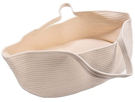 Tragbarer Moses Korb Wickelkorb Schlafkorb Träger Reisebett Wiege Dekor Nest Betthalter Tragetasche Geschenke Tragbare Tasche für Wickeltisch und Auto 70 X 40 X 25 Cm / 27,6 X(nicht-gerade weiss)