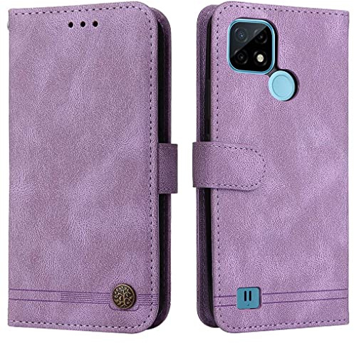 SEAHAI Cuero Funda para Realme C21Y / Realme C25Y Billetera Estuche, Carcasa con Tarjetero/Cierre Magnético/Suporte/Bloqueo RFID, Ultradelgado Cartera Flip Cover Case - Púrpura