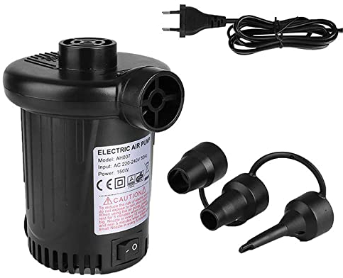 Elektrische Luftpumpe 230 V Elektropumpe für Pool Schlauchboote Luftmatratzen Pumpe mit 3 Ventil Aufsätzen