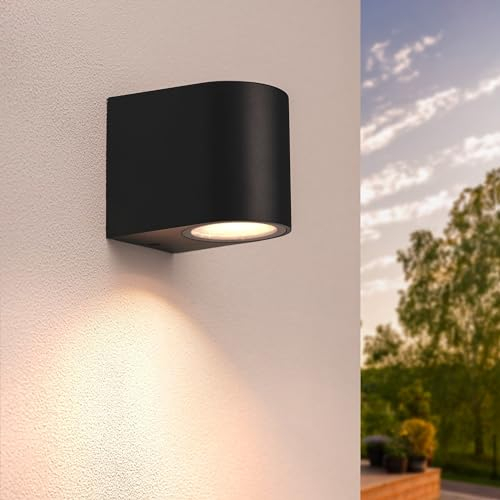 Ledvion - LED Wandlampe Vesta, 3W, 2700K, IP54, Dimmbar, Schwarz, Mit 1x GU10 Down, IP54