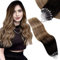 Vivien Echthaar Microring Extensions Balayage Remy Extensions Echthaar Micro Ring Ombre Braun bis Blond Menschliches Haar 45cm 50g 1g/Strang