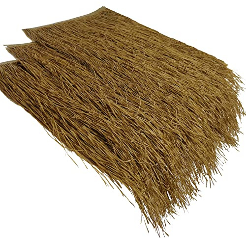 ZAKSEM Simulación Paja Teja Techo Paja Granja Techo de Paja Palma Paja Artificial Plástico Tiene 15 Años de Vida Útil,para Tiki Bar Jardín Patio Cubierta (Tamaño: 4 Piezas,Color: Paja Ordinaria)
