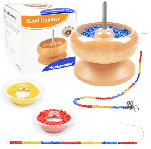 hobbyworker Perlen-Spinner, zur Herstellung von Schmuckarmbändern, Rocailles, Taillenperlen-Set, schnelles Perlenwerkzeug (3 Tabletts, 1 Perlenstecker)