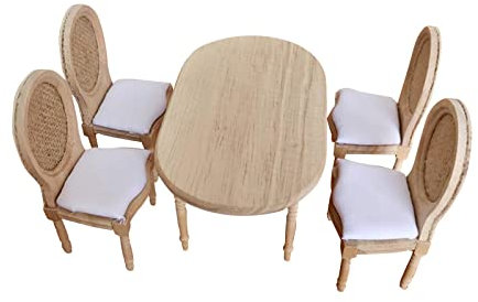 Perfeclan Maßstab 1:12 Tisch Stühle Set Mehrzweckmöbel Modell für Puppenhaus DIY Zubehör