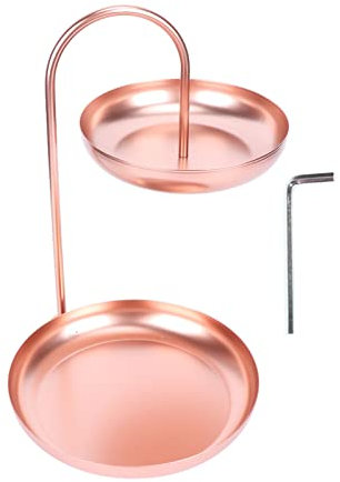 2 Tier Fruit Serving Tray, Rose Gold Cake Stand with Rack Iron Snack Trays Dessert Display Stands for Family Dinner Birthday Party