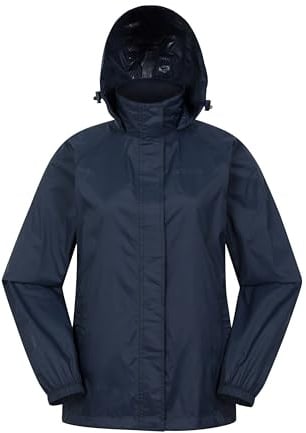 Mountain Warehouse Pakka atmungsaktive, wasserdichte Damen-Regenjacke - leichte und einfach zu verstauende Wind-Jacke für Damen zum Wandern, Camping und für Outdoor Marine Damengröße EU 38