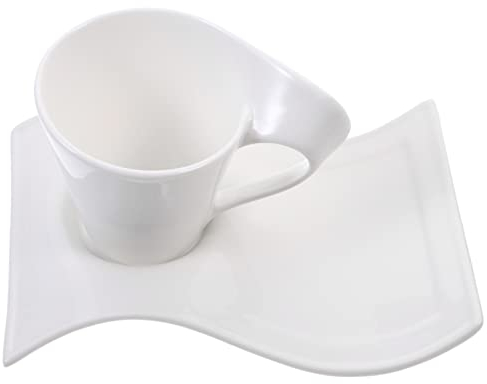 BESTonZON Wellenförmig für Porzellan weiße Untertassen Geburtstag Tasse Form Milch Latte Kaffee Teetassen Ml Neues Geschenk Caffe Keramik Nordic Tea Tassen mit kleinem Cappuccino und Party Küche