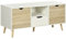 HOMCOM Mueble de TV con Cajón 2 Puertas y Compartimiento Mesa para TV para Televisores de hasta 50 Pulgadas Aparador de Salón para Dormitorio 110x40x50 cm Blanco y Natural
