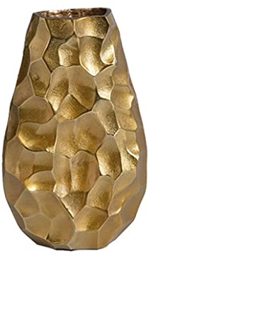 ARZARF Blumenvasen Dekorativ Vase Metallvase Ornament Wohnzimmer Eingang Home Desktop Dekoration Kreative gehämmerte Blumenvase Wohnkultur Vasen (Color : Gold, Size : B)