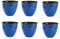 Jinfa 6 Pots de Fleurs en Plastique Effet céramique émaillée | Bleu Marine | Santorini Design | Ø 39,5 cm x 33,5 cm