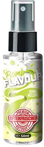 ShinyChiefs FLAVOUR BOMB Honigmelone - Autoduft mit Honigmelone-Geruch - Lufterfrischer und Auto Parfüm für den Innenraum, neutralisiert Gerüche im Auto, hochergiebig, Pumpsprühflasche, 50ml