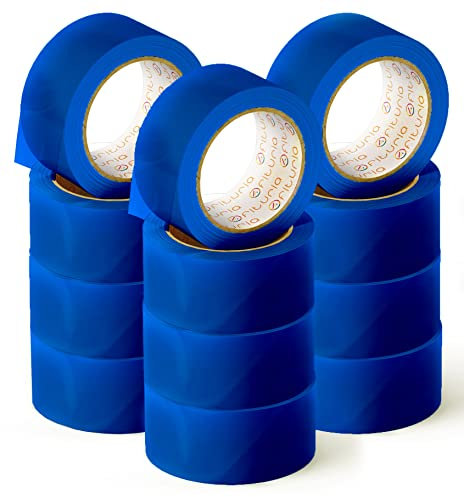 OFITURIA Klebeband, blaue Farbe, Klebeband zum Verpacken und Organisieren Ihrer Kartons und Sendungen, Siegel in verschiedenen leuchtenden Farben 66 m x 48 mm (12 Einheit - Blau)