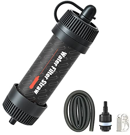 Lixada Wasserfilter Strohhalm Outdoor Tragbarer Wasserreiniger Überlebensausrüstung für Camping Wandern Rucksackreisen Notfallvorsorge