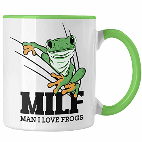 Trendation - Lustige Frosch Tasse Geschenk für Froschliebhaber Lustig MILF Man I Love Frogs (Grün)