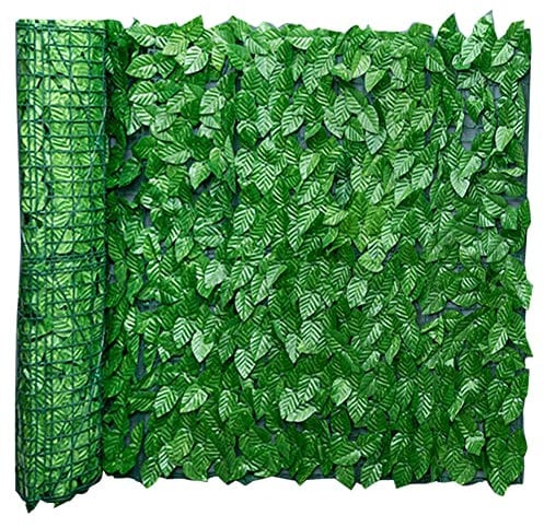 Wangduodu Pantalla de Valla de Hiedra Artificial, Enrejado con Hojas Artificiales, Pantalla de jardín, expansible, Patio Trasero, Hierba Falsa, Verde