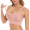 HAOLEI Women Lace Bralette Camisole Bras V Neck Padded Bralette Seamless Bandeau Sleeping Bra Tube Crop Vest Top Sexy Backless Corset with Straps and Removable Pads for Ladies Girls Pink
