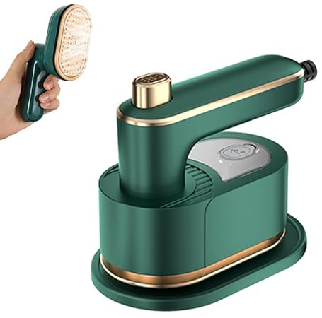 Portable Ironing Machine - 180° Rotatable Handheld Mini Steam Iron - Travel Garment Steamer - Micro Steam Iron for Fabric Clothes - Compact Clothes Ironing Tool (Green)