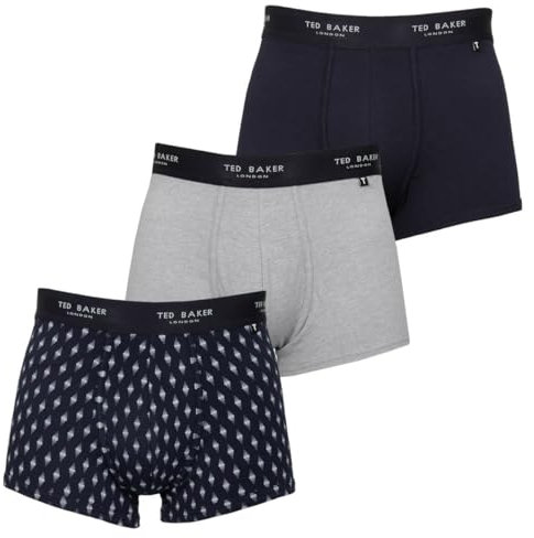 Ted Baker Herren-Boxershorts Dreierpack - blau/Grau/Verblasst Geo Navy - XL