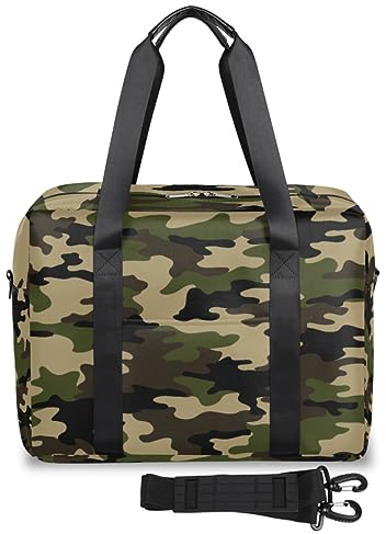 Camouflage Travel Duffel Bags for Women Men Camouflage Green Weekend Overnight Bag 32L Large Cabin Holdall Tote Bag for Travel Sports Gym, farbe, 32 L, Taschen-Organizer