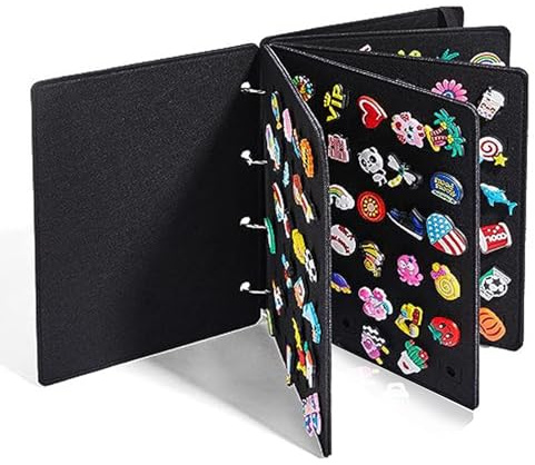 UESDU Enamel Pin Display, Pin Badge Display Charms Storage Booklet 120 Holes Pin Badge Display Case Collection Book of Shoe Charm Earrings Jewellery Display Holder