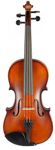 Fame FVN-115 Violine 4/4, Massiver Ahornkorpus, Fichtendecke, Ebenholzgriffbrett, Guarneri-Kinnhalter, Carbon-Saitenhalter mit 4 Feinstimmern, Inklusive Etui, Brasilholzbogen