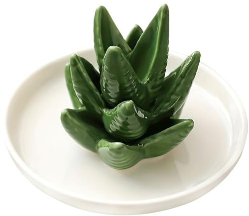 CXQRR Plateau à anneaux en aloe – Porte-bagues en cactus – Porte-bijoux pour bagues, boucles d'oreilles, collier, organisateur de demoiselle d'honneur, cadeau de mariage, de Noël, d'anniversaire pour