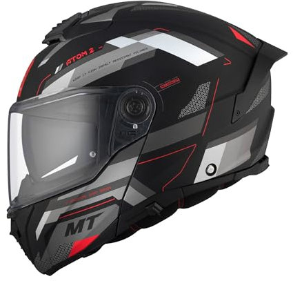 MT HELMETS Atom 2 SV, Casco moto Modular Flip-Up, Visor Solar Retráctil, Interior Lavable, Preparado Intercomunicador UCS, Bloqueo frontal, Visor con posición Ventilación, Homologado ECE 22.06 & DOT