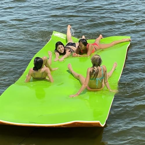 Llchaensc Wassermatte Floating Matte | Schwimmmatte Ohne Aufblasen Für Auf Oder Am Wasser | Bis Zu100-300 Kg Belastbar, Inkl. Seil Zum Befestigen,Grün,2.7m x 1.8m x 3.3cm
