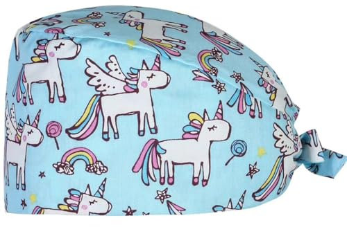 Visxcnu Scrubbing Caps,Medical,Langhaar OP-Haube,100% Baumwolle Adjustable Cotton Hood, Headwear, Turban Cap, Printed Soft Caps, Unisex, Hair Cover with Sweatband for Women and Men