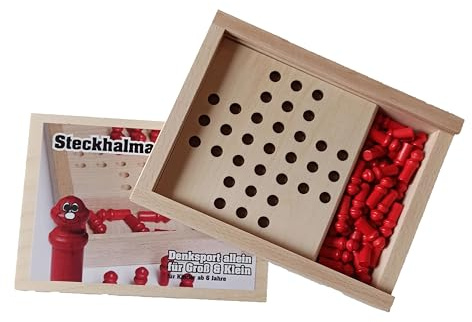 Steckhalma aus Holz Spiel Reisespiel für einen oder mehrere Spieler Handarbeit natur Spielzeug Erzgebirge Kinder Strategiespiel