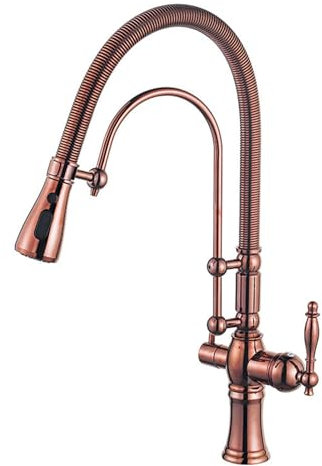 Mitigeur Osmoseur Cuisine avec Douchette 3 en 1 Robinet Purificateur Eau Ressort Rotatif 360°,or Rose