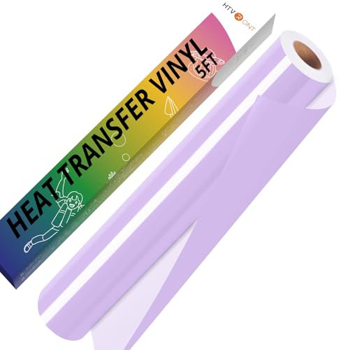 HTVRONT Lilac Iron on Vinyl - 12 x 5ft Lilac HTV Vinyl for T-Shirts, Lilac Heat Transfer Vinyl for All Cutter Machine - Easy to Cut & Weed for Heat Vinyl Design (Lilac)