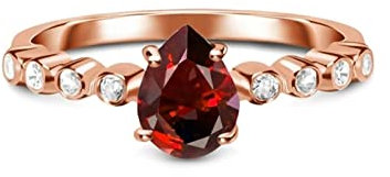 Beydodo Frauen Ring Silber 925, Verlobungsring Tropfen mit Rubin Trauring Nickelfrei Rosegold Gr.54 (17.2)