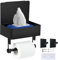 Toilet Roll Holder with Shelf, HISAMGO Black Toilet Paper Holder with Storage Box Self-Adhesive Toilet Wipes Dispenser Wall Mounted for Bathroom Washroom Toilet Kitchen (Black)