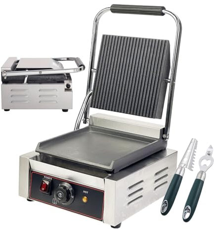 forplubossmmp Sandwichera Eléctrica De 1800W, Parrilla De Contacto Eléctrica, Tostadora De Sándwich con Revestimiento Antiadherente, Control De Temperatura Ajustable De 50 A 300°C, Comercial,Smooth