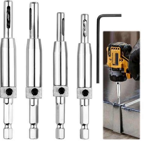Hinge Drill Bit Self Centring,4 PCS Self Centering Drill Bit,Centre Drill Bits,Hinge Drill Bit,Drill Guide,Pilot Hole Drill Bits,Pilot Drill Bits for Door Window Cabinet Hinge Pilot Hole Drill Bit