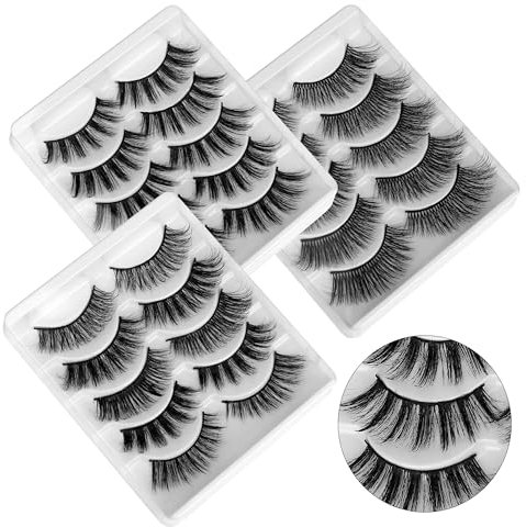 Faux Cils Individue 3D Naturel Réutilisables Moelleux Bande D'Oeil Cils Professionnel, 15 Paires Multipack Eyelashes Extension de Cils pour Femmes Maquillage Poids Léger