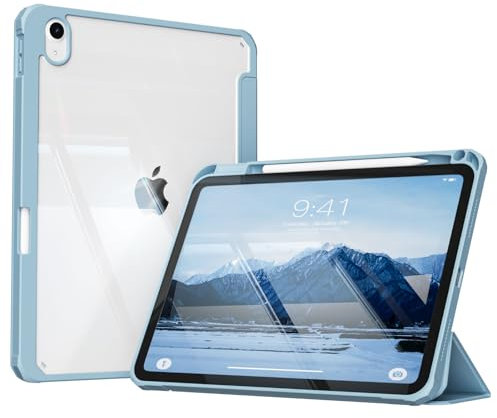 ZKTUYU Hülle für iPad 10. Generation 2022 10,9 Zoll/iPad 11 (A16) 2025 Schutzhülle mit Stifthalter, Stoßfeste Smart Case Cover mit transparenter Rückseitenschale Schutzhülle, Auto Wake/Sleep, Blau