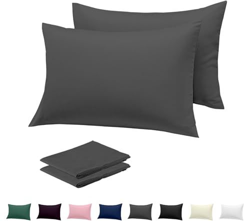 Rohi Kissenbezüge, 2er-Pack, 100 % Mikrofaser, Hotelverschluss, Standardgröße 50 x 75 cm, Kissenbezüge, ultraweich, hypoallergen und langlebig (Dunkelgrau – 50 x 75 cm)